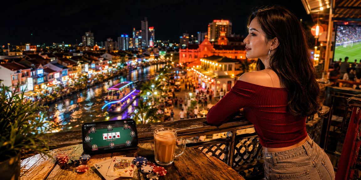 Meja permainan poker di kasino Melaka